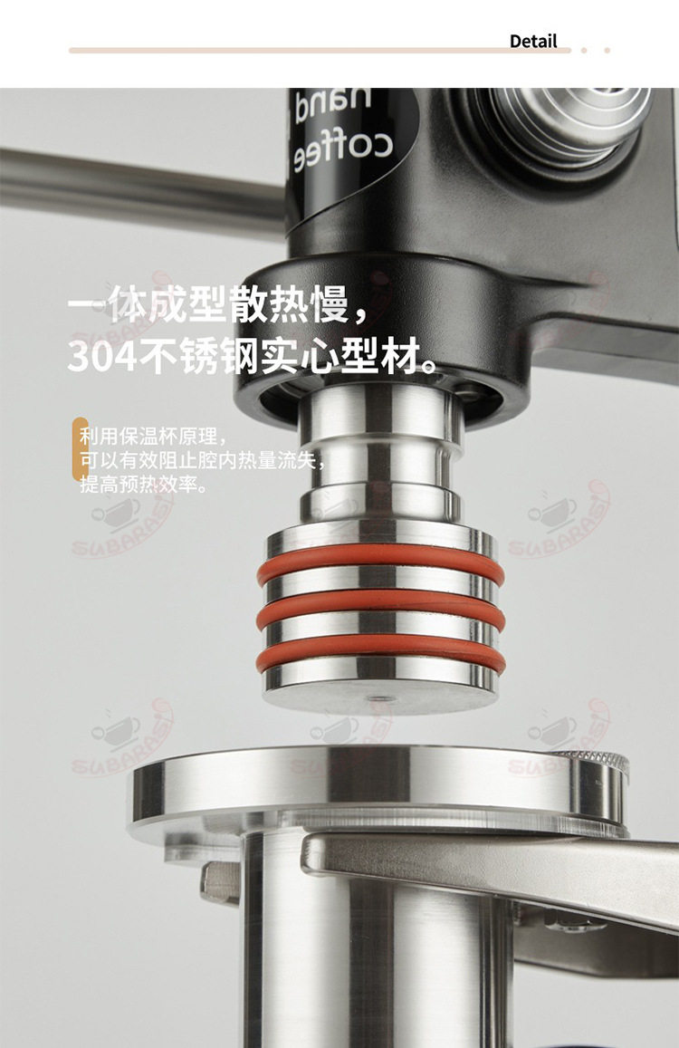 Professional Manual Lever Espresso Machine | 304 Stainless Steel Hand Press Coffee Maker - Detail View 2