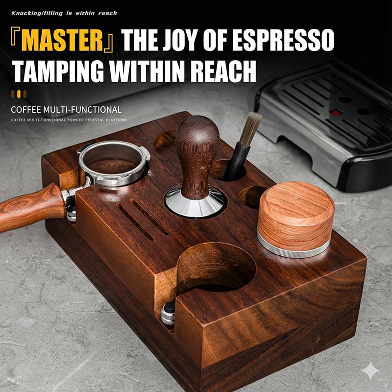 Dual Slot Wooden Coffee Tamper Holder for 51-58mm - Main View