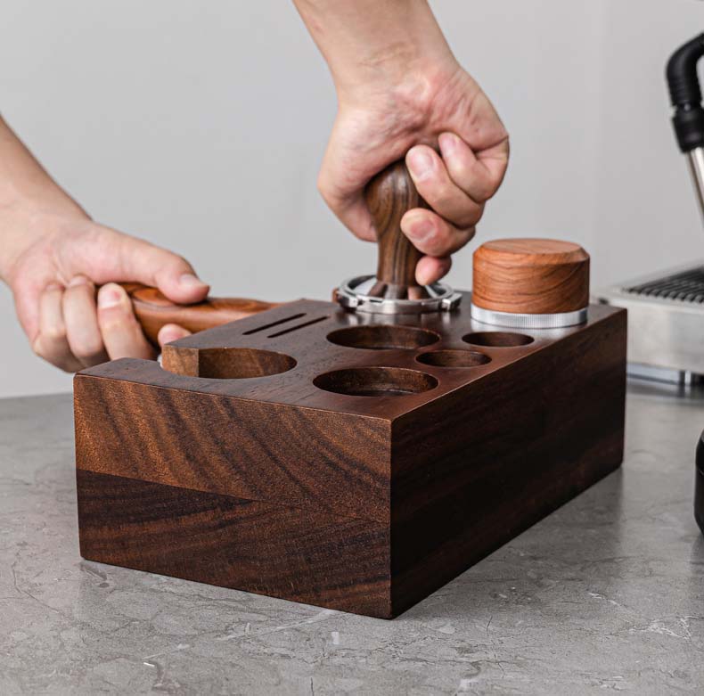 Dual Slot Wooden Coffee Tamper Holder for 51-58mm - Detail View 4