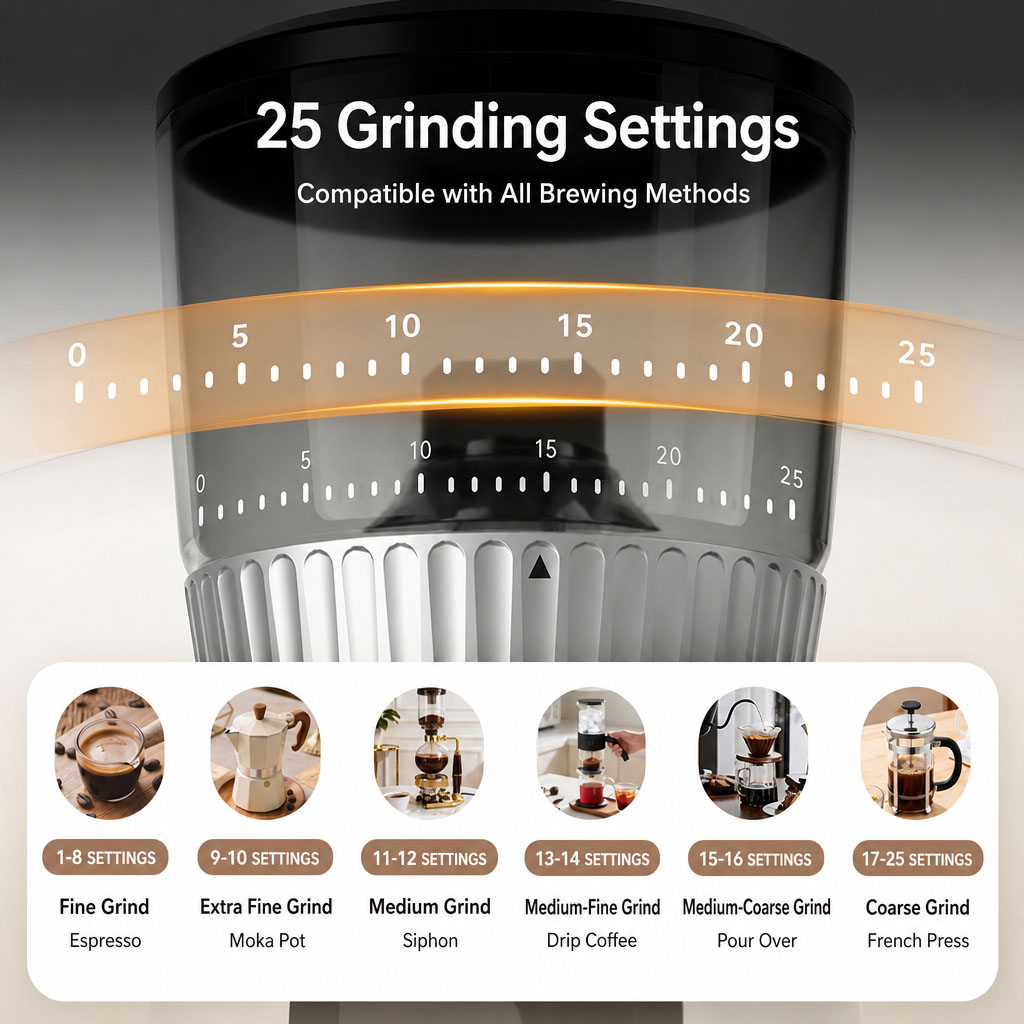 G004 Electric Coffee Grinder - Automatic Precision Espresso Bean Grinder - Detail View 4